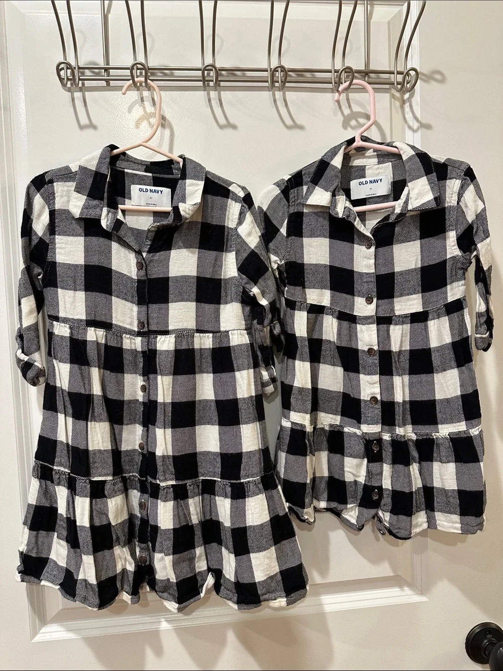 3T only Old Navy Black and White Buffalo Plaid Button-Front Dress